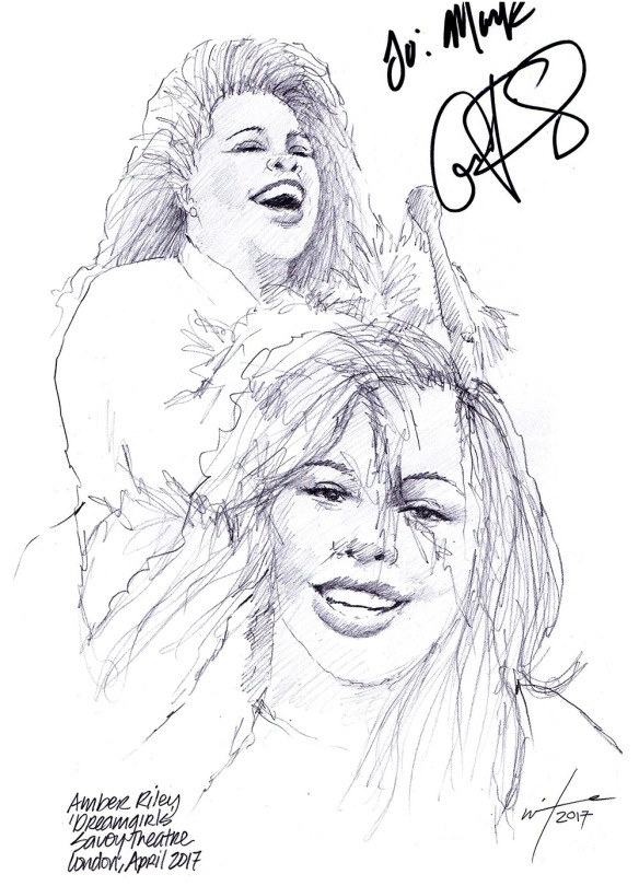 Autographed drawing of Amber Riley in Dreamgirls at the Savoy Theatre on London's West End
