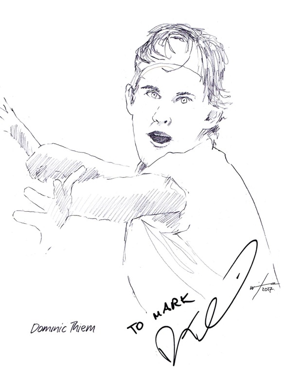 Autographed drawing of tennis player Dominic Thiem 