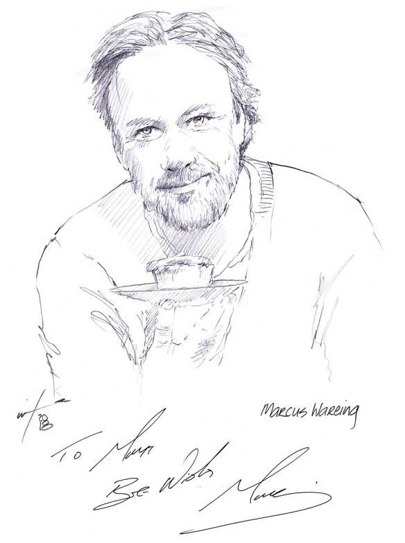 Autographed drawing of chef Marcus Wareing