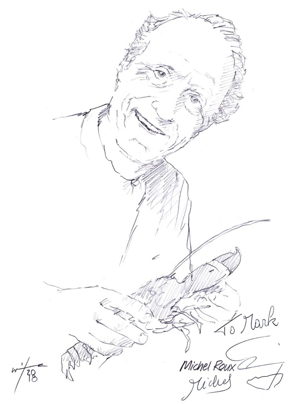 Autographed drawing of Chef Michel Roux