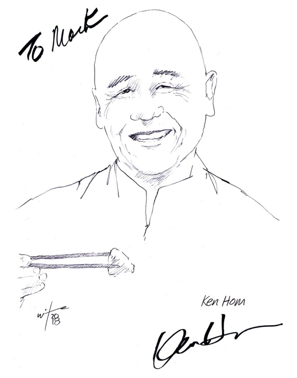 Autographed sketch of Chef Ken Hom