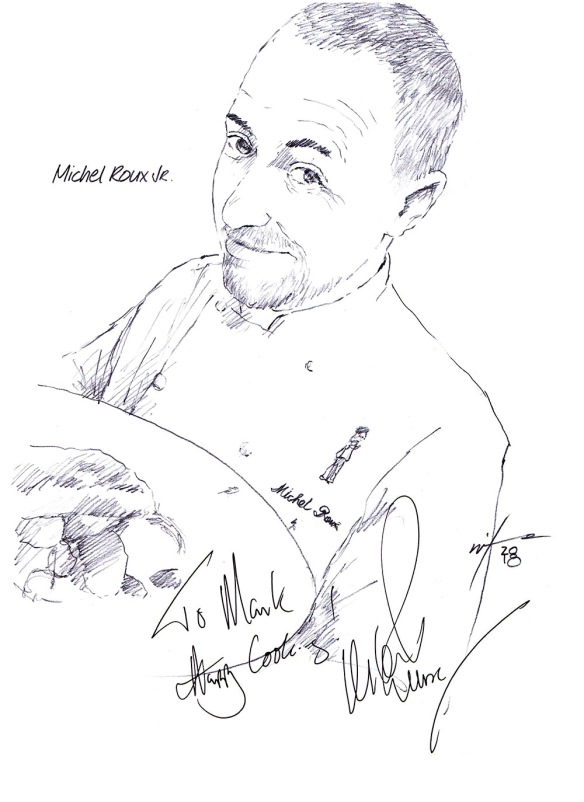 Autographed drawing of Chef Michel Roux Jr