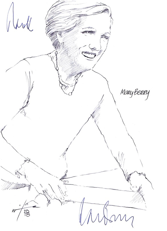 Autographed drawing of chef Mary Berry