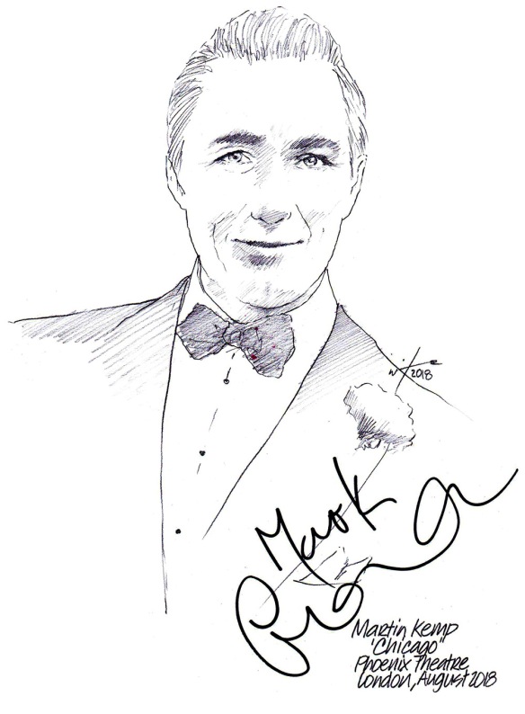 Autographed drawing of Martin Kemp in Chicago at the Phoenix Theatre on London's West End