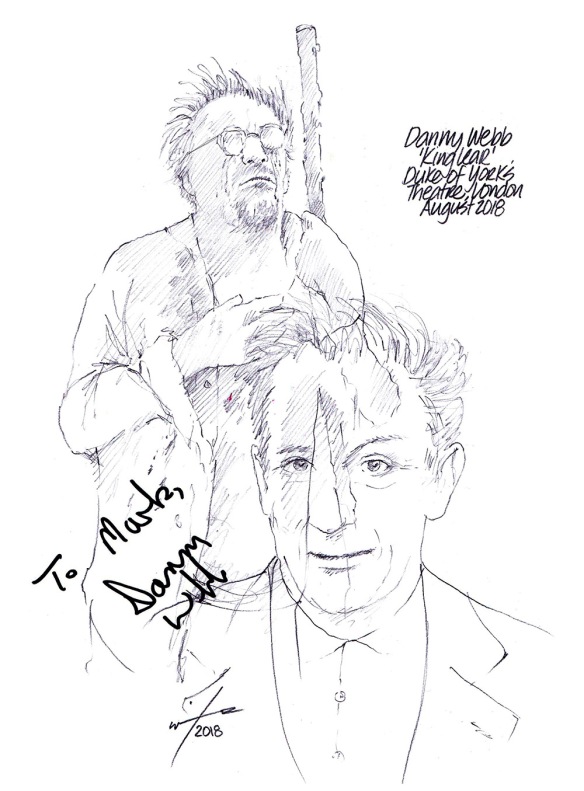 Autographed drawing of Danny Webb in King Lear at the Duke of York's Theatre on London's West End