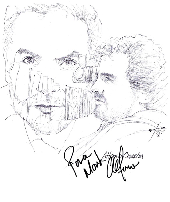 Autographed drawing of director Alfonso Cuarón