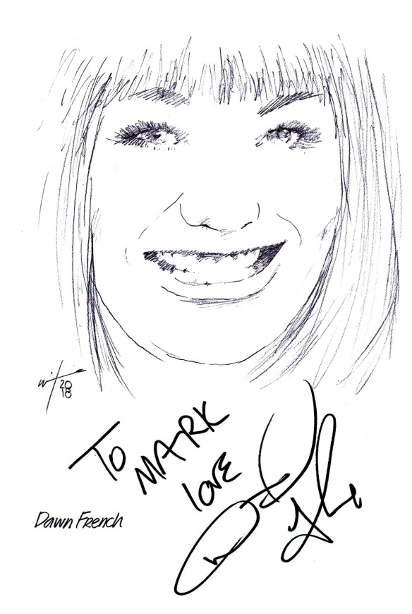 Autographed drawing of Dawn French