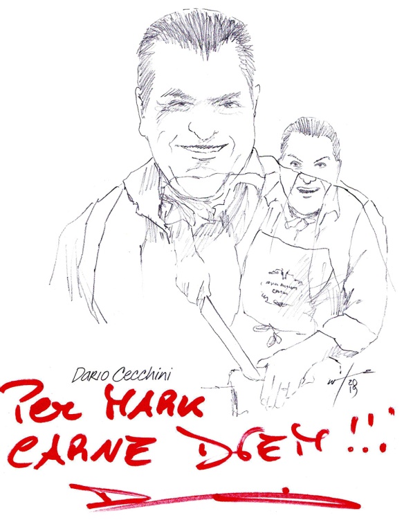 Autographed drawing of Chef Dario Cecchini