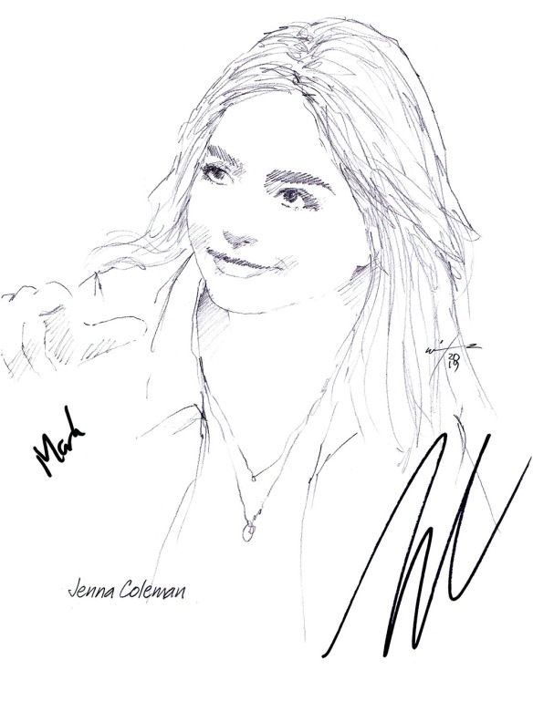Autographed drawing of actor Jenna Coleman