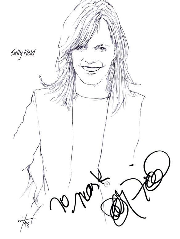 Autographed drawing of actor Sally Field