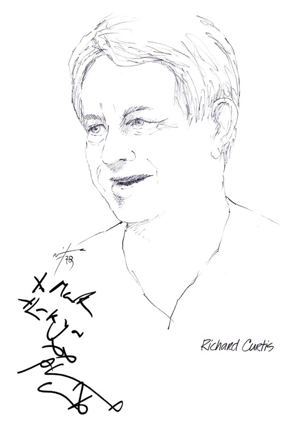 Autographed drawing of writer Richard Curtis