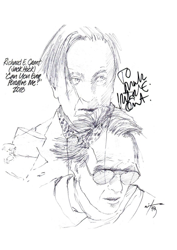 Autographed drawing of Richard E Grant as Jack Hock