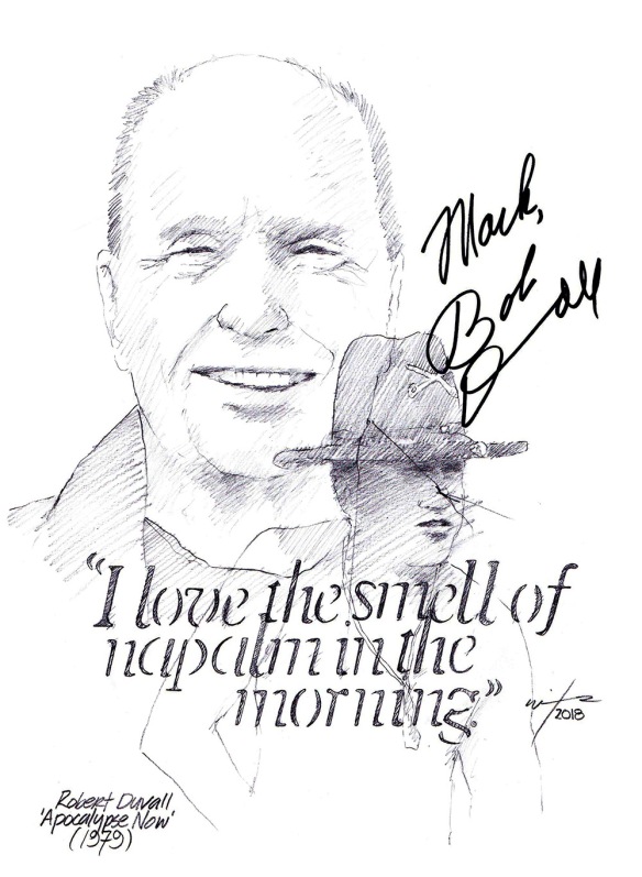 Autographed drawing of actor Robert Duvall