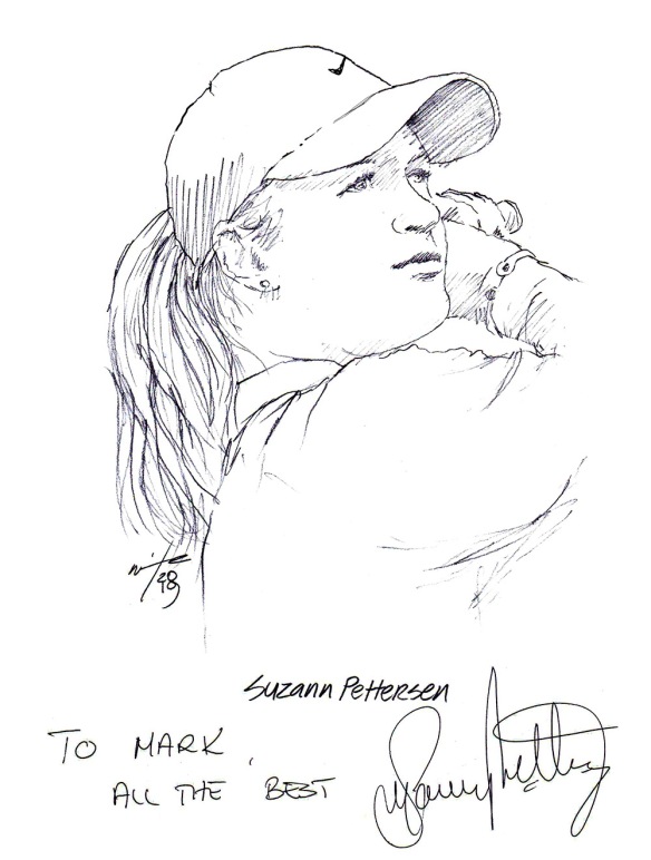 Autographed drawing of golfer Suzann Pettersen