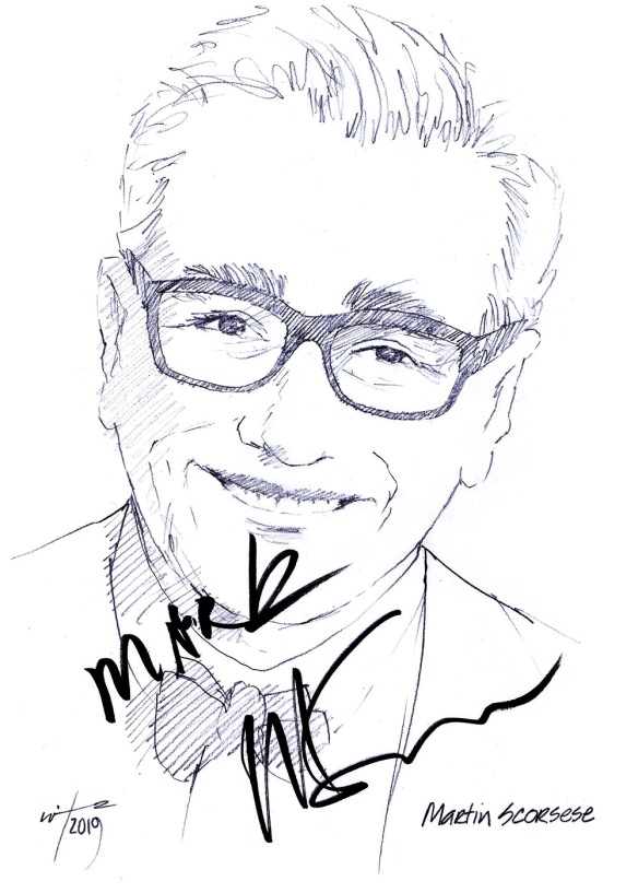 Autographed drawing of director Martin Scorsese