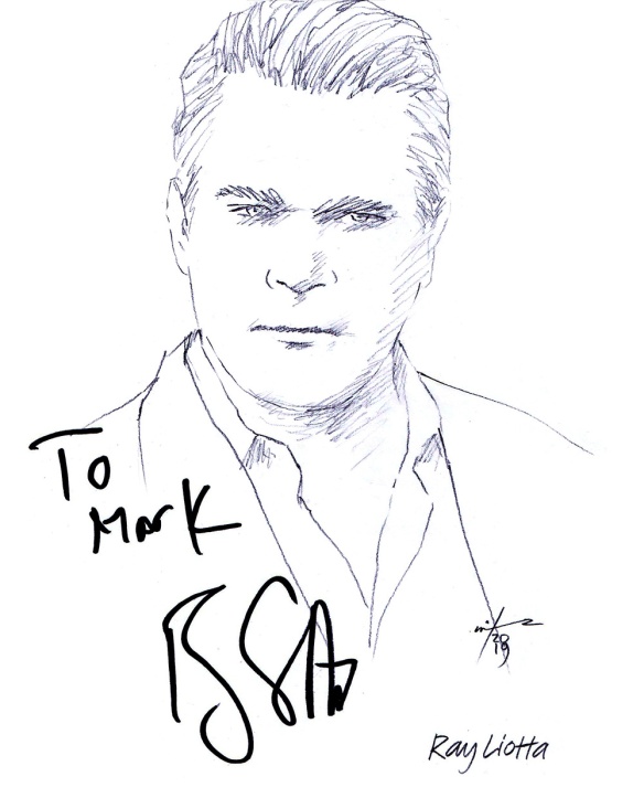 Autographed drawing of actor Ray Liotta