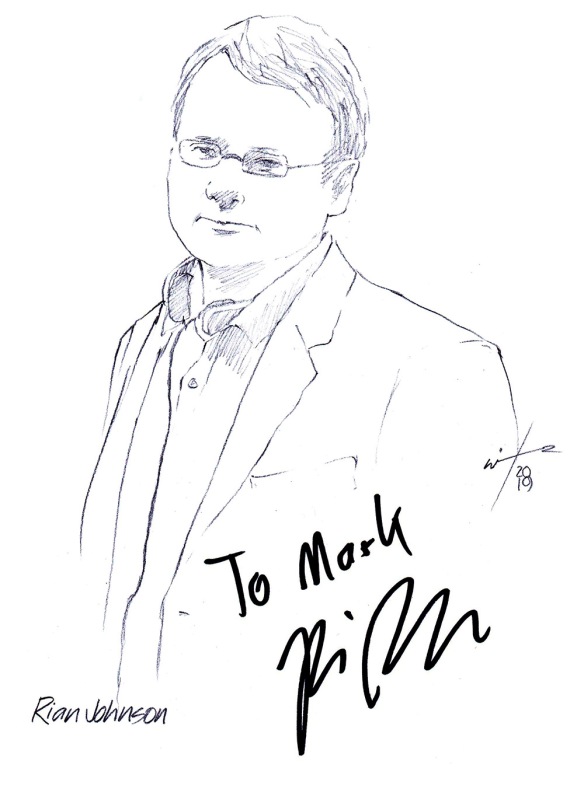 Autographed drawing of director Rian Johnson