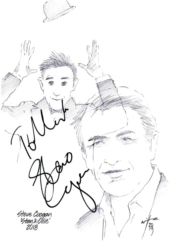 Autographed drawing of actor Steve Coogan