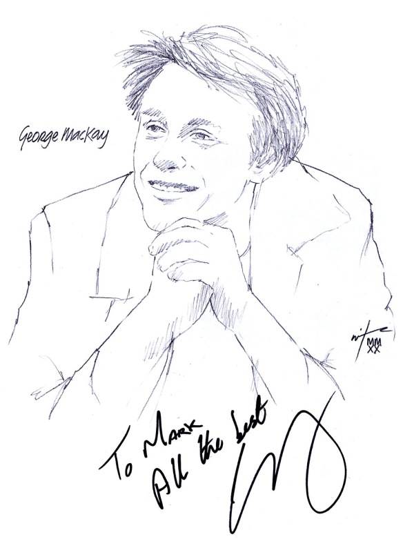 Autographed drawing of actor George MacKay