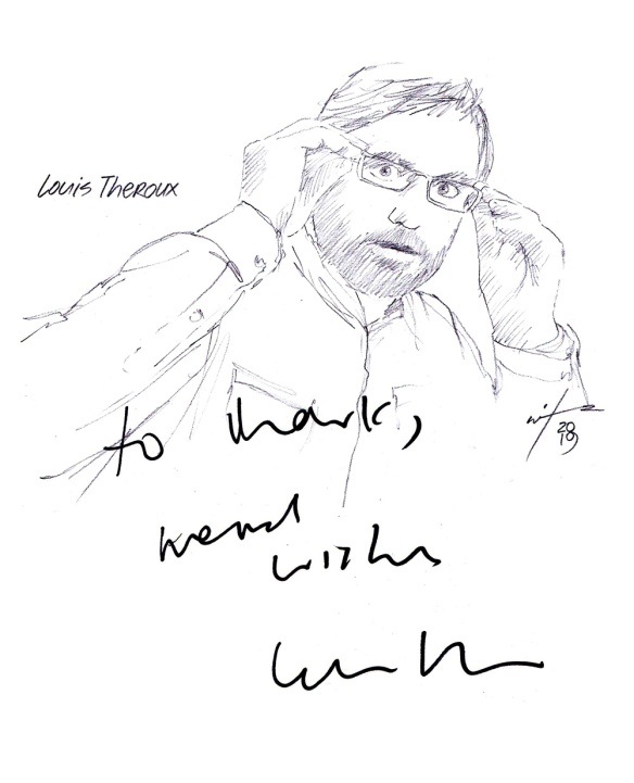 Autographed drawing of documentary filmmaker Louis Theroux