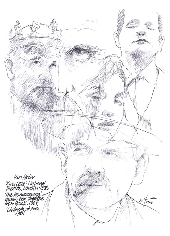 Montage drawing of actor Ian Holm